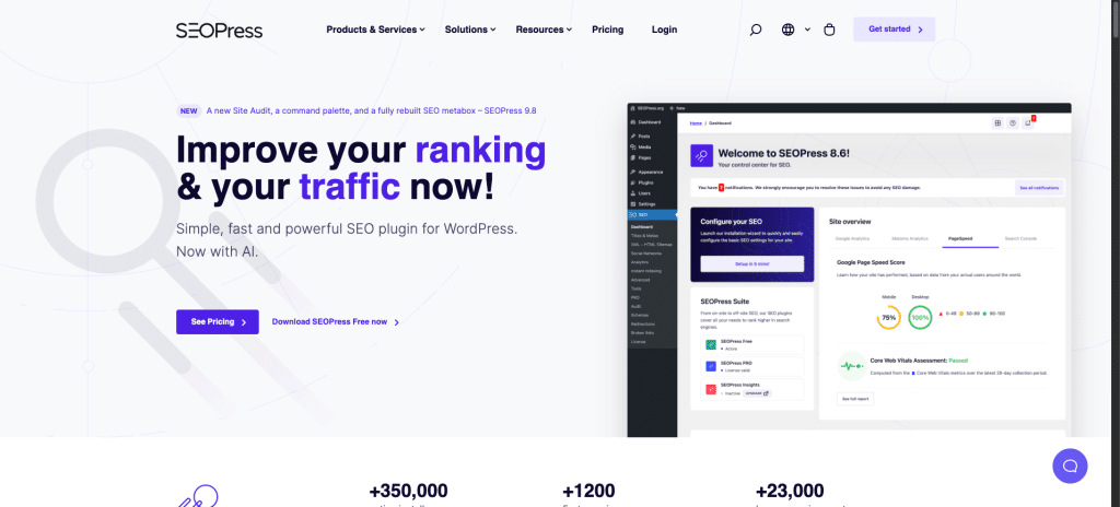 SEOPress Homepage screenshot