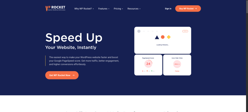 WP Rocket homepage