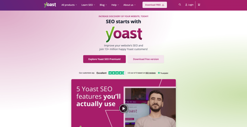 Yoast SEO Homepage screenshot
