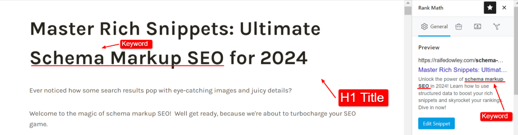 Image showing H1 title tag examples