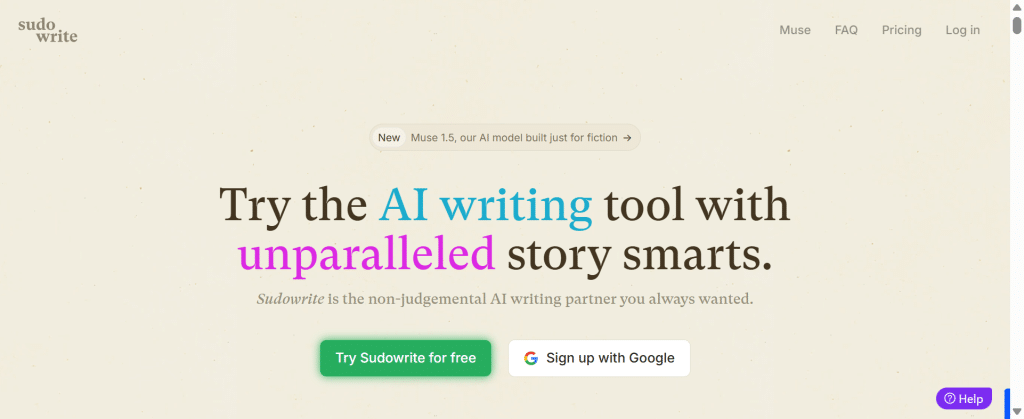 Sudowrite Homepage screenshot