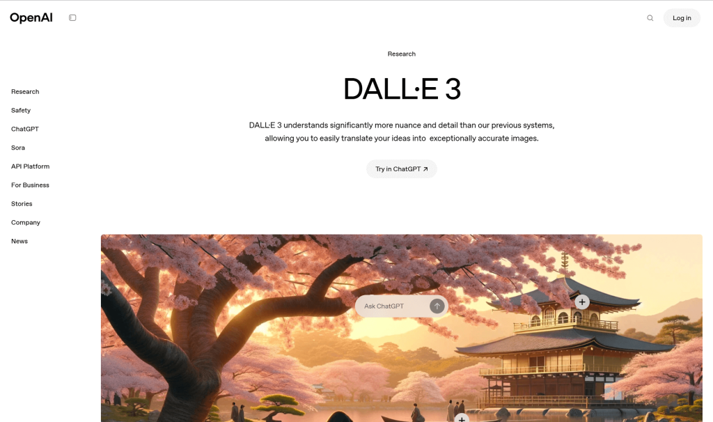 This is a screenshot of the homepage of DALLE-3.